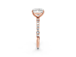 Rose gold Radiant Cut Diamond Pavé Band Solitaire Ring with Four-Prong Setting_104
