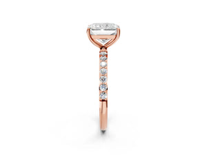 Rose gold Radiant Cut Diamond Pavé Band Solitaire Ring with Four-Prong Setting_110