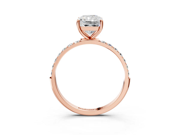 Rose gold Radiant Cut Diamond Pavé Band Solitaire Ring with Four-Prong Setting_111