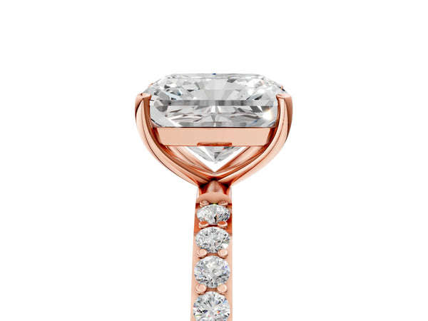 Rose gold Radiant Cut Diamond Pavé Band Solitaire Ring with Four-Prong Setting_119