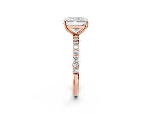 Rose gold Radiant Cut Diamond Pavé Band Solitaire Ring with Four-Prong Setting_122