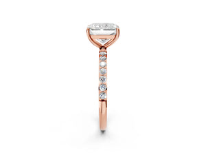 Rose gold Radiant Cut Diamond Pavé Band Solitaire Ring with Four-Prong Setting_14