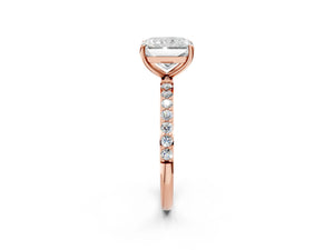 Rose gold Radiant Cut Diamond Pavé Band Solitaire Ring with Four-Prong Setting_20