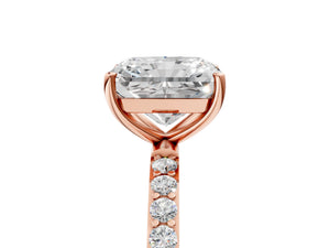 Rose gold Radiant Cut Diamond Pavé Band Solitaire Ring with Four-Prong Setting_29