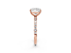 Rose gold Radiant Cut Diamond Pavé Band Solitaire Ring with Four-Prong Setting_32