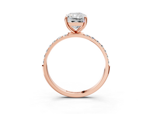 Rose gold Radiant Cut Diamond Pavé Band Solitaire Ring with Four-Prong Setting_3