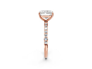 Rose gold Radiant Cut Diamond Pavé Band Solitaire Ring with Four-Prong Setting_44
