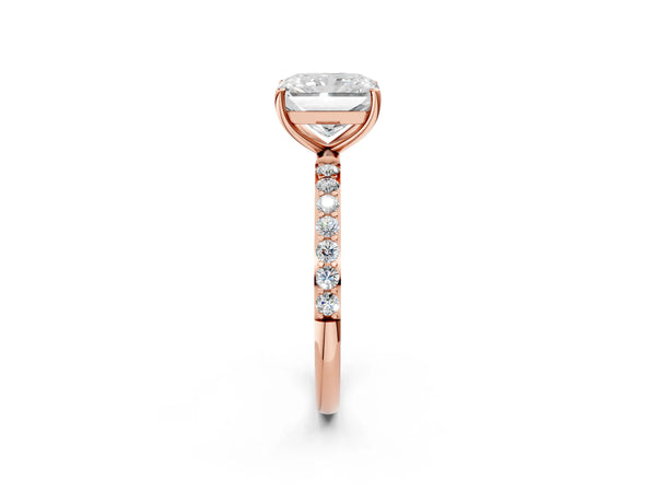 Rose gold Radiant Cut Diamond Pavé Band Solitaire Ring with Four-Prong Setting_44