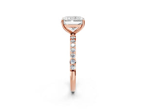 Rose gold Radiant Cut Diamond Pavé Band Solitaire Ring with Four-Prong Setting_56