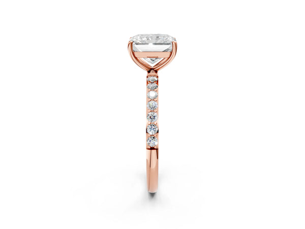 Rose gold Radiant Cut Diamond Pavé Band Solitaire Ring with Four-Prong Setting_56