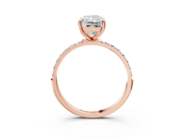 Rose gold Radiant Cut Diamond Pavé Band Solitaire Ring with Four-Prong Setting_57