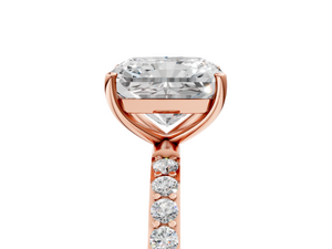 Rose gold Radiant Cut Diamond Pavé Band Solitaire Ring with Four-Prong Setting_5