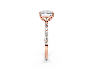 Rose gold Radiant Cut Diamond Pavé Band Solitaire Ring with Four-Prong Setting_62
