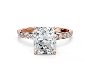 Rose gold Radiant Cut Diamond Pavé Band Solitaire Ring with Four-Prong Setting_72