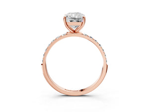 Rose gold Radiant Cut Diamond Pavé Band Solitaire Ring with Four-Prong Setting_75
