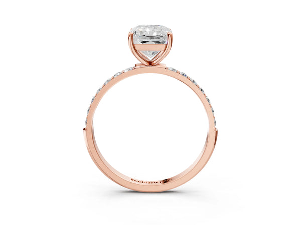 Rose gold Radiant Cut Diamond Pavé Band Solitaire Ring with Four-Prong Setting_81