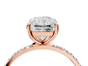 Rose gold Radiant Cut Diamond Pavé Band Solitaire Ring with Four-Prong Setting_88