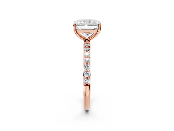 Rose gold Radiant Cut Diamond Pavé Band Solitaire Ring with Four-Prong Setting_92