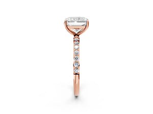 Rose gold Radiant Cut Diamond Pavé Band Solitaire Ring with Four-Prong Setting_98