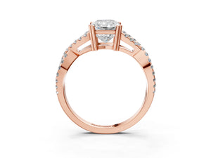 Rose gold Radiant Solitaire Twist Band with Pavé Setting and Four-Prong Setting_27