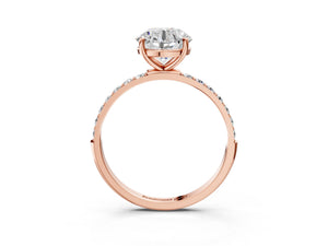 Rose gold Round Cut Diamond Pavé Band Solitaire Ring with Four-Prong Setting_21