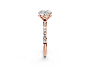 Rose gold Round Cut Diamond Pavé Band Solitaire Ring with Four-Prong Setting_26