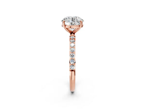 Rose gold Round Cut Diamond Pavé Band Solitaire Ring with Four-Prong Setting_38