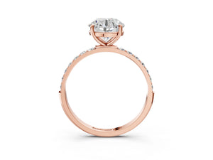 Rose gold Round Cut Diamond Pavé Band Solitaire Ring with Four-Prong Setting_39