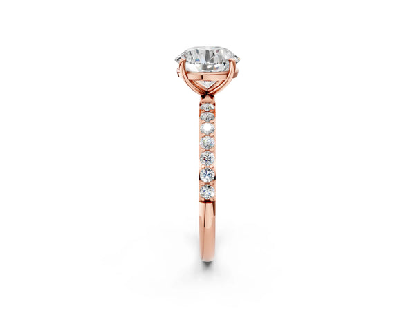 Rose gold Round Cut Diamond Pavé Band Solitaire Ring with Four-Prong Setting_50