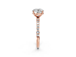 Rose gold Round Cut Diamond Pavé Band Solitaire Ring with Four-Prong Setting_62