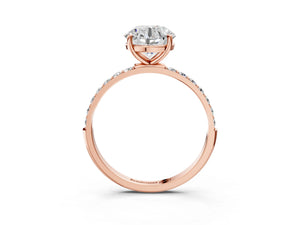 Rose gold Round Cut Diamond Pavé Band Solitaire Ring with Four-Prong Setting_63