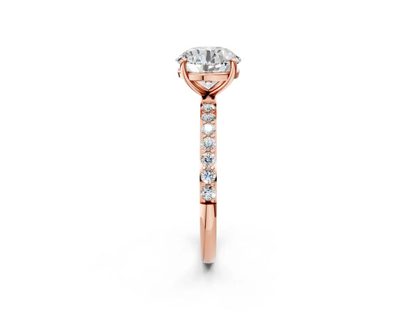 Rose gold Round Cut Diamond Pavé Band Solitaire Ring with Four-Prong Setting_86