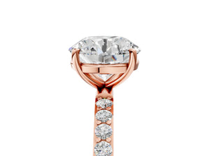 Rose gold Round Cut Diamond Pavé Band Solitaire Ring with Four-Prong Setting_95