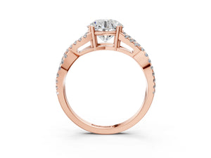 Rose gold Round Solitaire Twist Band with Pavé Setting and Four-Prong Setting_21