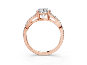 Rose gold Round Solitaire Twist Band with Pavé Setting and Four-Prong Setting_39