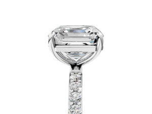 White gold Asscher Cut Diamond Pavé Band Solitaire Ring with Four-Prong Setting_101