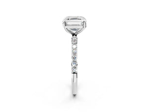 White gold Asscher Cut Diamond Pavé Band Solitaire Ring with Four-Prong Setting_14