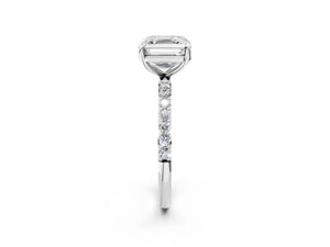 White gold Asscher Cut Diamond Pavé Band Solitaire Ring with Four-Prong Setting_26