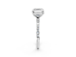White gold Asscher Cut Diamond Pavé Band Solitaire Ring with Four-Prong Setting_32