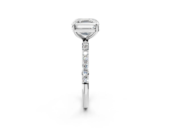 White gold Asscher Cut Diamond Pavé Band Solitaire Ring with Four-Prong Setting_32