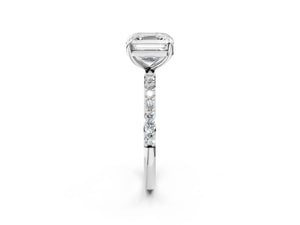 White gold Asscher Cut Diamond Pavé Band Solitaire Ring with Four-Prong Setting_38