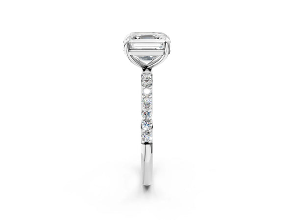 White gold Asscher Cut Diamond Pavé Band Solitaire Ring with Four-Prong Setting_38