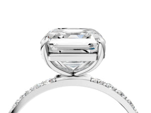 White gold Asscher Cut Diamond Pavé Band Solitaire Ring with Four-Prong Setting_40