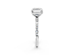 White gold Asscher Cut Diamond Pavé Band Solitaire Ring with Four-Prong Setting_44