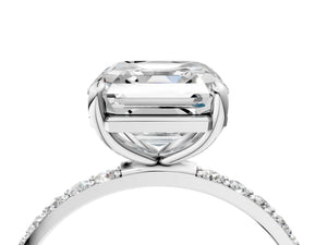 White gold Asscher Cut Diamond Pavé Band Solitaire Ring with Four-Prong Setting_58