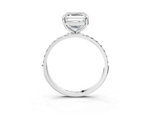White gold Asscher Cut Diamond Pavé Band Solitaire Ring with Four-Prong Setting_69