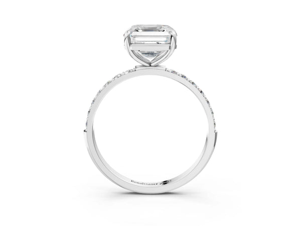 White gold Asscher Cut Diamond Pavé Band Solitaire Ring with Four-Prong Setting_75