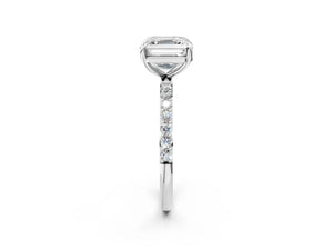 White gold Asscher Cut Diamond Pavé Band Solitaire Ring with Four-Prong Setting_80