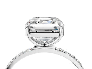 White gold Asscher Cut Diamond Pavé Band Solitaire Ring with Four-Prong Setting_88