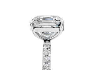 White gold Asscher Cut Diamond Pavé Band Solitaire Ring with Four-Prong Setting_89